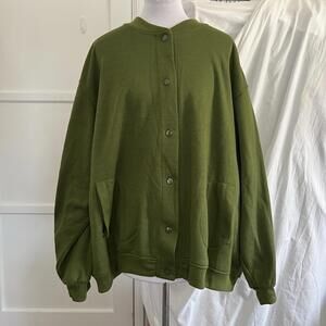 Vintage Plus Size 3X Tudor Court Olive Green Snap Front Cardigan Sweatshirt